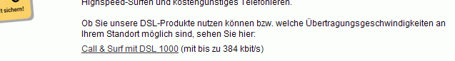 384 kbit/s bei vorhandenem Call&Surf Comfort