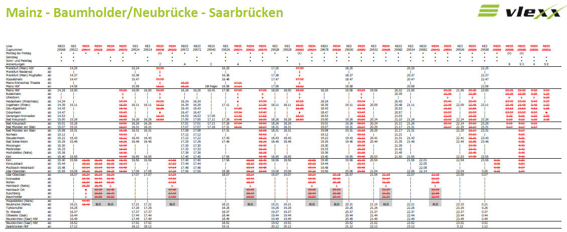 Viele rot zeigt der Notfahrplan der Vlexx fr Monzingen